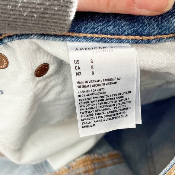 American Eagle High Rise Relaxed Denim Shorts Blue 8 - Picture 4 of 5